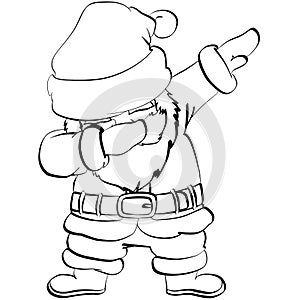 Santa Claus dancing Hipster Stil dub dab, dance dabbing illustration. Contour lines. photo