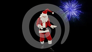 Santa Claus Dancing isolated, Dance 2, fireworks display
