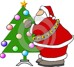 Santa Claus decorating a Christmas Tree