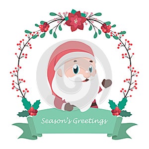 Santa Claus with decorative frame and banner