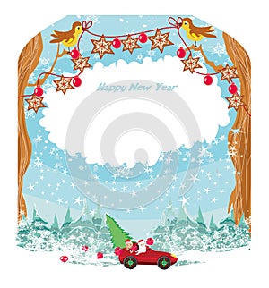 Santa Claus deliver gifts, a decorative frame