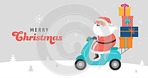Santa Claus delivering packages on scooter