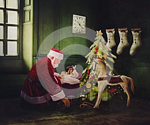 Santa Claus delivering present