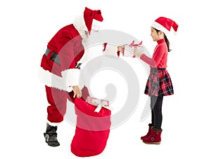 Santa claus delivery gift box to child