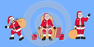 Santa Claus in different poses.