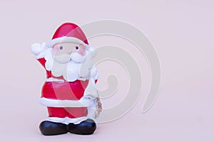 santa claus doll christmas background and gift box and copy space