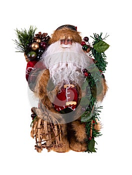 Santa Claus doll isolated on white background. Christmas decoration