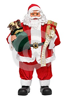 Santa Claus doll with presents and name list frontal view