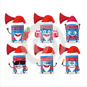 Santa Claus emoticons with blue air horn cartoon character