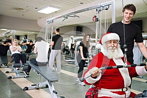 Santa Claus exercising