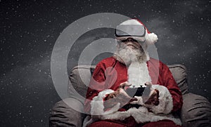 Santa Claus experiencing virtual reality