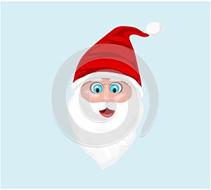 Santa claus face against light blue background vector Illustration Merry Christmas and New Year Winter season greeting vector