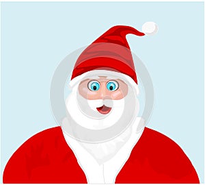 Santa claus face against light blue background vector Illustration Merry Christmas and New Year Winter season greeting vector