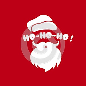 Santa Claus face with beard and hat illustration. Ho-ho-ho. Christmas and New Year concept. Vector on isolated background. EPS 10
