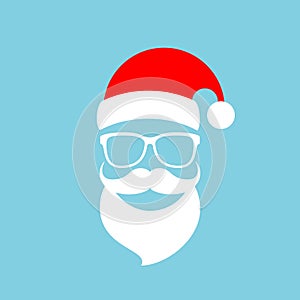 Santa Claus face with red Christmas cap