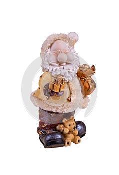 Santa Claus figurine isolated on white background. Christmas decoration