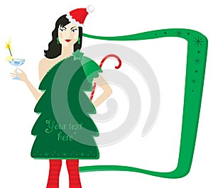 Santa Claus with a fir tree dress.