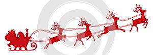 Santa Claus flyin on Christmas sleigh silhouette â€“ vector