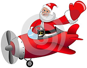 Santa Claus Flying Airplane Christmas Isolated