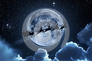 Santa Claus Flying On The Sky