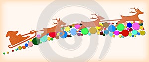 Santa Claus is flying in a sleigh pulled by reindeer, vector design element