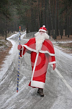 Santa Claus on forest road 1