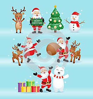 Santa claus and friends for christmas day vector illustration