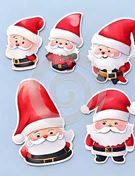 Santa claus with gift box and Christmas tree on white