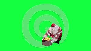 Santa Claus with a gift box chroma key (green screen)