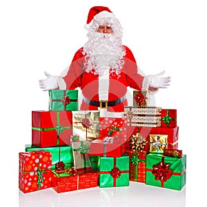 Santa Claus with gift wrapped presents photo