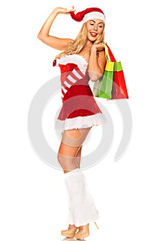 Santa Claus girl with purchases