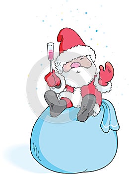 Santa Claus with glass of wine