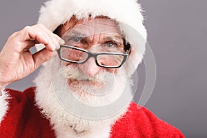 Santa Claus In The Glasses Standing And Smiling