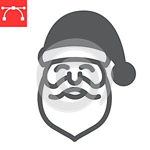 Santa Claus glyph icon, merry christmas and xmas, new year sign vector graphics, editable stroke solid icon, eps 10.