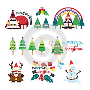 Santa Claus Gnomes Concept Christmas design elements, vector set