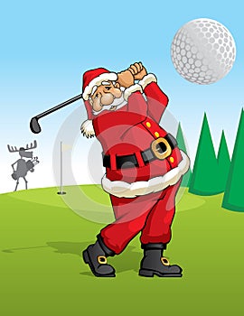 Santa Claus golfing