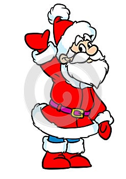 Santa Claus greeting hand congratulation new year postcard illustration cartoon