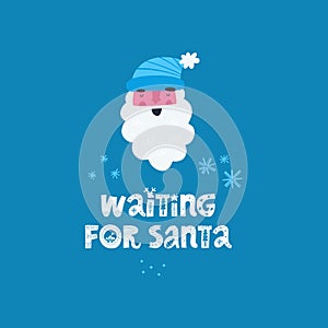 Santa Claus and greeting phrase vector illustration