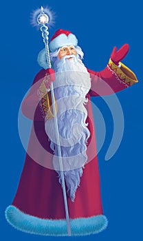 Santa Claus greets. portrait. illustration raster