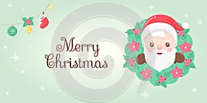 Santa Claus greets with a wreath of flowers on Christmas Day