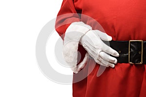 Santa Claus with hands on black belt