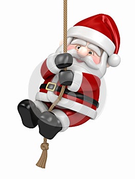 Santa Claus hanging on a rope