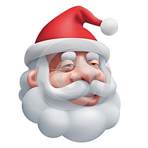 Santa Claus head isolated on white background cartoon vector illustration