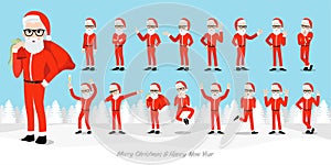 Santa claus hipster cartoon character set vector