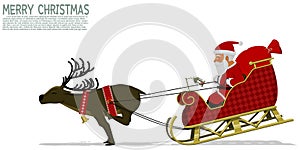 Santa Claus and his deer are moving quickly