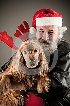 Santa Claus with his dog