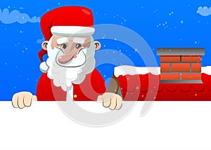 Santa Claus holding blank empty sign.