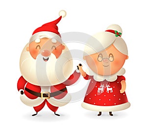 Santa Claus and his wife Mrs Claus celebrate holidays - vector illustration isolated on transparent background