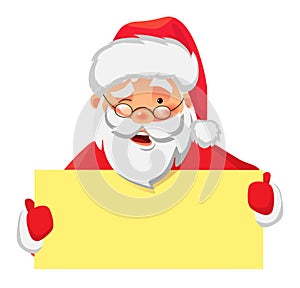 Santa Claus holding banner