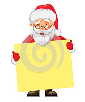 Santa Claus holding banner